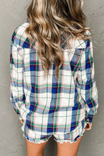 Load image into Gallery viewer, Plaid Snap Down Long Sleeve Top and Shorts Lounge Set