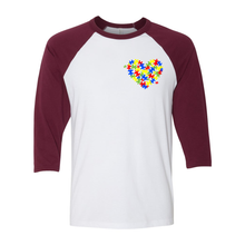 Load image into Gallery viewer, Autism Heart Unisex Raglan T-Shirt