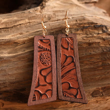 Load image into Gallery viewer, Geometrical Shape Wooden Dangle Earrings