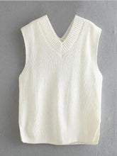 Load image into Gallery viewer, Ribbed V-Neck Sleeveless Sweater Vest