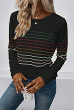 Load image into Gallery viewer, Striped Round Neck Long Sleeve T-Shirt