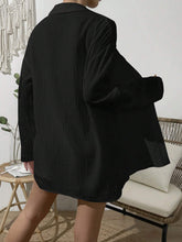 Load image into Gallery viewer, Dropped Shoulder Button Up Top and Elastic Waist Shorts Set