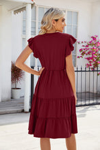 Load image into Gallery viewer, Ruched Notched Cap Sleeve Dress