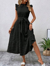 Load image into Gallery viewer, Tied Ruffled Cap Sleeve Midi Dress