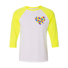 Load image into Gallery viewer, Autism Heart Unisex Raglan T-Shirt