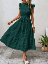 Load image into Gallery viewer, Tied Ruffled Cap Sleeve Midi Dress