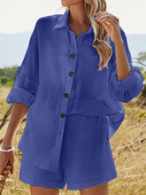 Load image into Gallery viewer, Texture Button Up Shirt and Shorts Set