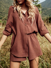 Load image into Gallery viewer, Texture Button Up Shirt and Shorts Set