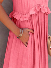 Load image into Gallery viewer, Ruffled Sleeveless Maxi Dress with Pockets