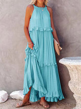 Load image into Gallery viewer, Ruffled Sleeveless Maxi Dress with Pockets
