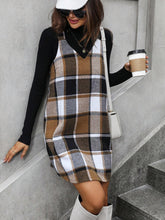 Load image into Gallery viewer, Plaid V-Neck Wide Strap Dress