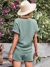 Load image into Gallery viewer, Notched Short Sleeve Top and Shorts Set