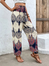Load image into Gallery viewer, Printed Smocked High Waist Pants