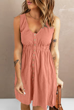 Load image into Gallery viewer, Button Front Empire Waist Sleeveless Slit Magic Dress