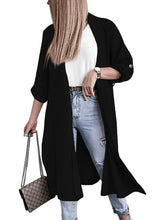 Load image into Gallery viewer, Slit Open Front Roll-Tab Sleeve Trench Coat