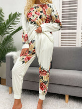 Load image into Gallery viewer, Printed Round Neck Top and Pants Lounge Set