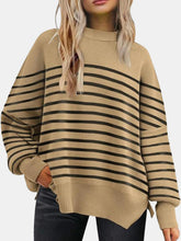 Load image into Gallery viewer, Round Neck Drop Shoulder Slit Sweater