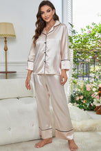 Load image into Gallery viewer, Contrast Piping Button-Up Top and Pants Pajama Set