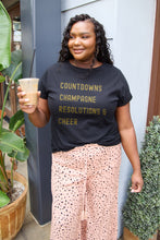 Load image into Gallery viewer, Simply Love Full Size COUNTDOWNS CHAMPAGNE RESOLUTIONS & CHEER Round Neck T-Shirt