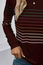 Load image into Gallery viewer, Striped Round Neck Long Sleeve T-Shirt