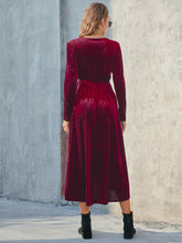 Load image into Gallery viewer, Tie Front Long Sleeve Slit Dress