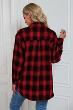 Load image into Gallery viewer, Plaid Button Up Dropped Shoulder Outerwear