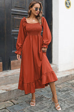 Load image into Gallery viewer, Smocked Ruffle Hem Flounce Sleeve Dress
