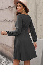 Load image into Gallery viewer, Plus Size Button Front Elastic Waist Long Sleeve Dress