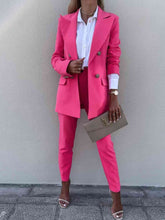 Load image into Gallery viewer, Lapel Collar Long Sleeve Blazer and Pants Set