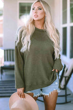 Load image into Gallery viewer, Waffle-Knit Round Neck Long Sleeve Sweatshirt