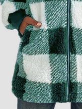 Load image into Gallery viewer, Plaid Zip Up Hooded Jacket with Pockets