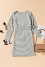 Load image into Gallery viewer, Lace Sleeve V-Neck Knit Dress