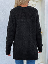 Load image into Gallery viewer, Cable-Knit Open Front Cardigan with Front Pockets