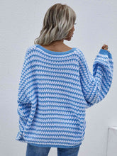 Load image into Gallery viewer, Striped Drop Shoulder V-Neck Pullover Sweater