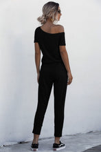 Load image into Gallery viewer, Asymmetrical Neck Tied Jumpsuit with Pockets