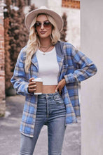 Load image into Gallery viewer, Plaid Dropped Shoulder Hooded Longline Jacket