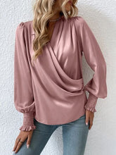 Load image into Gallery viewer, Surplice Smocked Lantern Sleeve Blouse