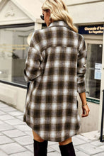 Load image into Gallery viewer, Plaid Curved Hem Longline Shirt Jacket