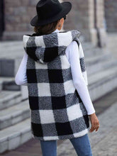 Load image into Gallery viewer, Plaid Hooded Vest with Pockets