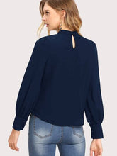 Load image into Gallery viewer, Mock Neck Lantern Sleeve Shirt