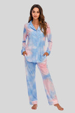 Load image into Gallery viewer, Collared Neck Long Sleeve Loungewear Set with Pockets
