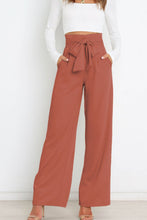Load image into Gallery viewer, Tie Front Paperbag Wide Leg Pants