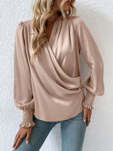 Load image into Gallery viewer, Surplice Smocked Lantern Sleeve Blouse
