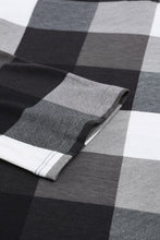 Load image into Gallery viewer, Plaid Split V-Neck Roll-Tab Top