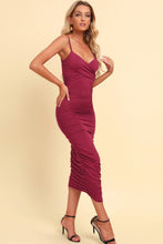 Load image into Gallery viewer, Ruched Spaghetti Strap Crisscross Detail Dress