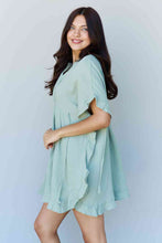 Load image into Gallery viewer, Ninexis Out Of Time Full Size Ruffle Hem Dress with Drawstring Waistband in Light Sage