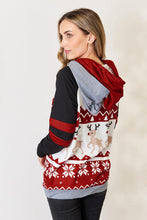 Load image into Gallery viewer, Double Take Full Size Christmas Drawstring Long Sleeve Hoodie