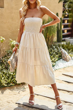 Load image into Gallery viewer, Smocked Strapless Tiered Midi Dress