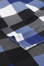 Load image into Gallery viewer, Plaid Split V-Neck Roll-Tab Top