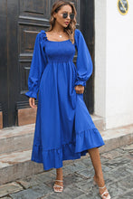 Load image into Gallery viewer, Smocked Ruffle Hem Flounce Sleeve Dress